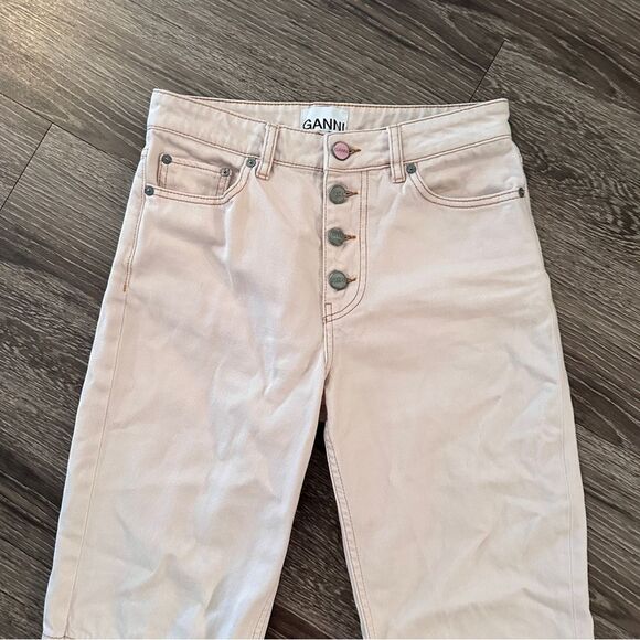 GANNI Pink Denim Core Lovy Straight-Leg Jeans - Picture 3 of 10